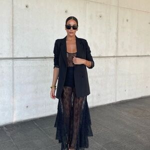 ZARA viral sold out Black Sheer Lace Dress